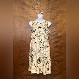 Anne Klein Sleeveless Linen Blend Fit & Flare Dress Womens Plus 18W Floral Print